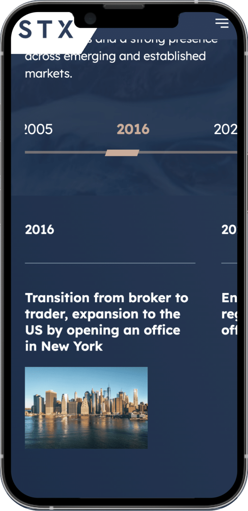 Screenshot van STX Group interactieve componenten