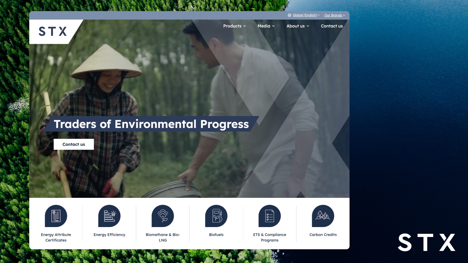 Screenshot van de website van STX Group 2025