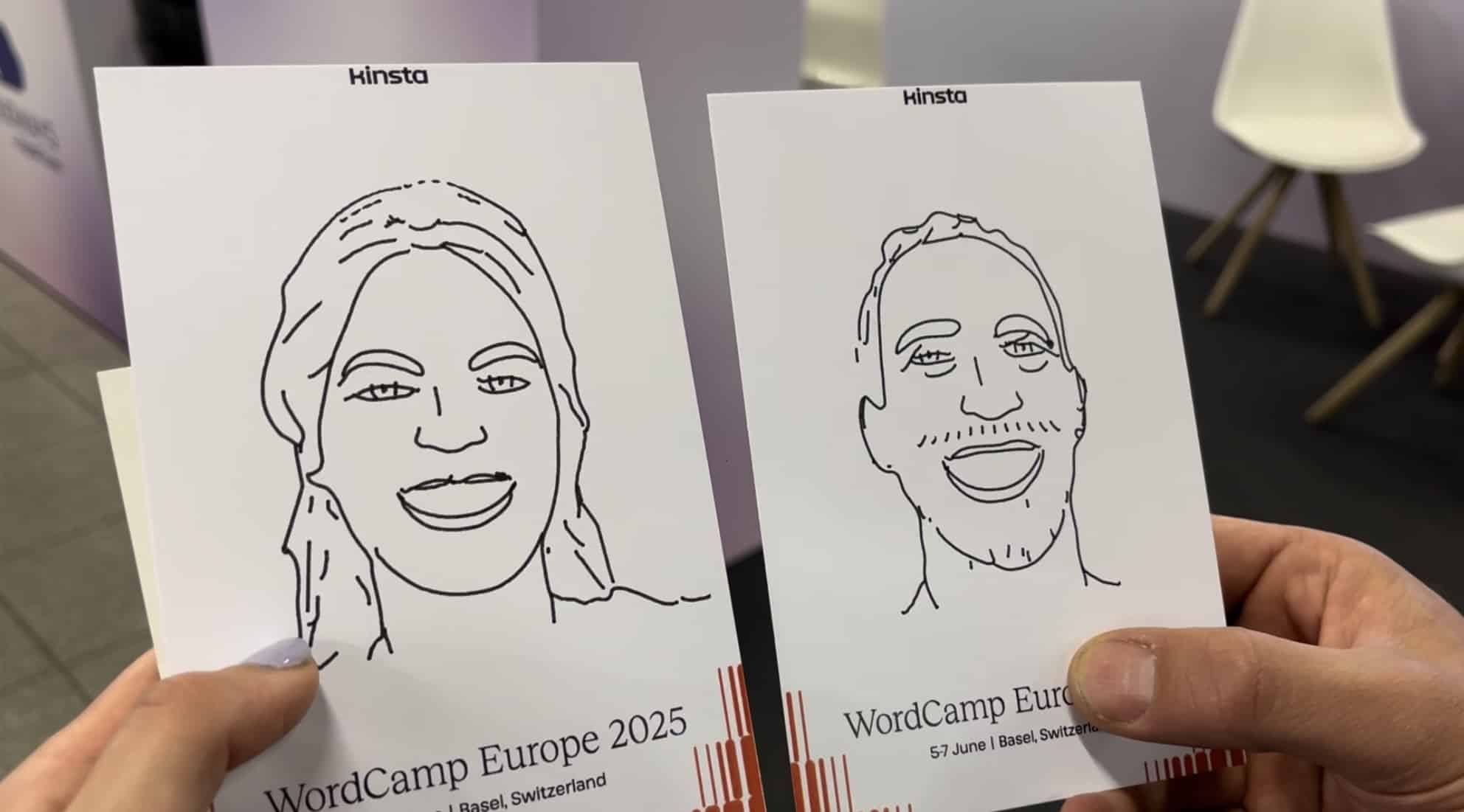 Tekeningen van Eva en Joep met robot gemaakt