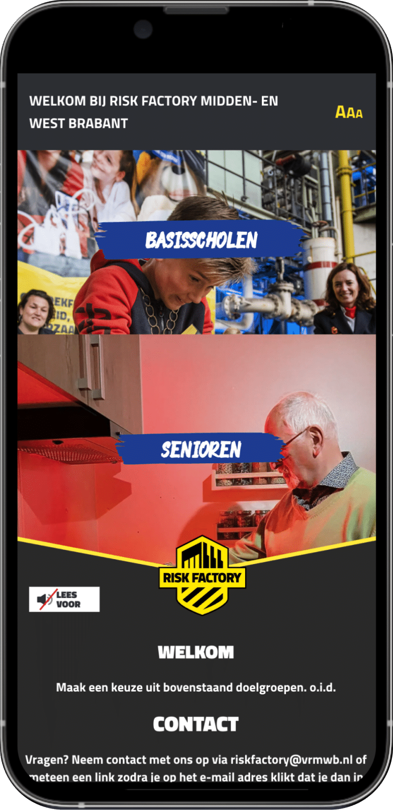 Risk Factory doelgroepen landingspage