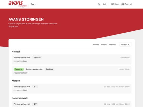 Avans storingen