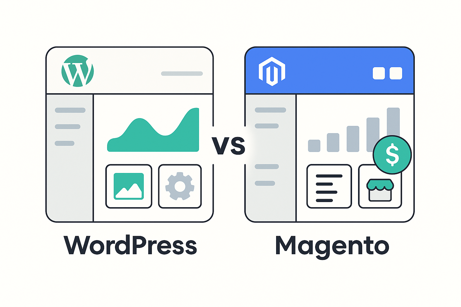 Vergelijking tussen een WordPress webshop en Magento met focus op beheer, content, schaal en e-commerce keuzes